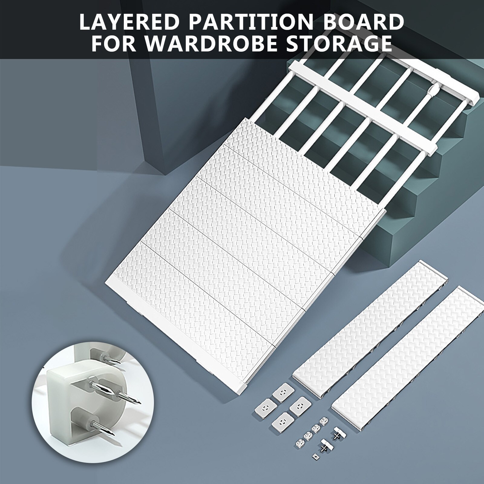 Étagère de rangement rétractable sans clous ni colle, pour cloisons à plusieurs niveaux de garde-robe, étagère de rangement