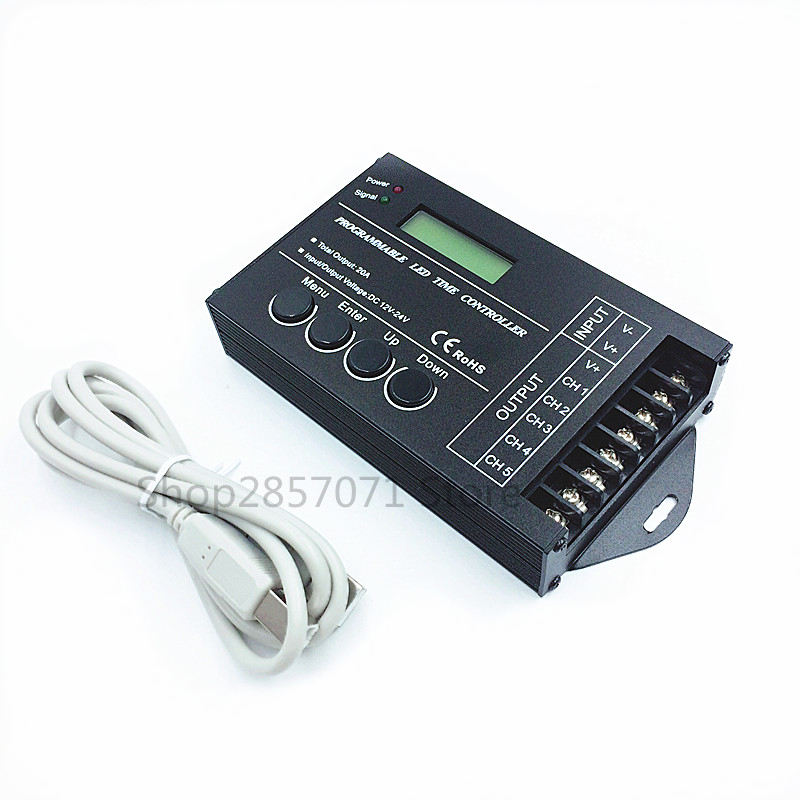 TC420 RGB LED Controller Time 5 Channel Total Output 20A Common Anode Programmable for led strip module DC12V/24V