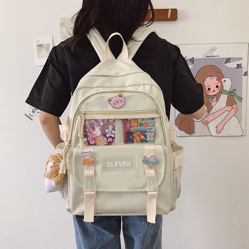 DCIMOR Neue Wasserdichte Nylon Frauen Rucksack Weibliche Multi-tasche Reisetasche transparent Tasche Schul Kawaii Mädchen der Mochila