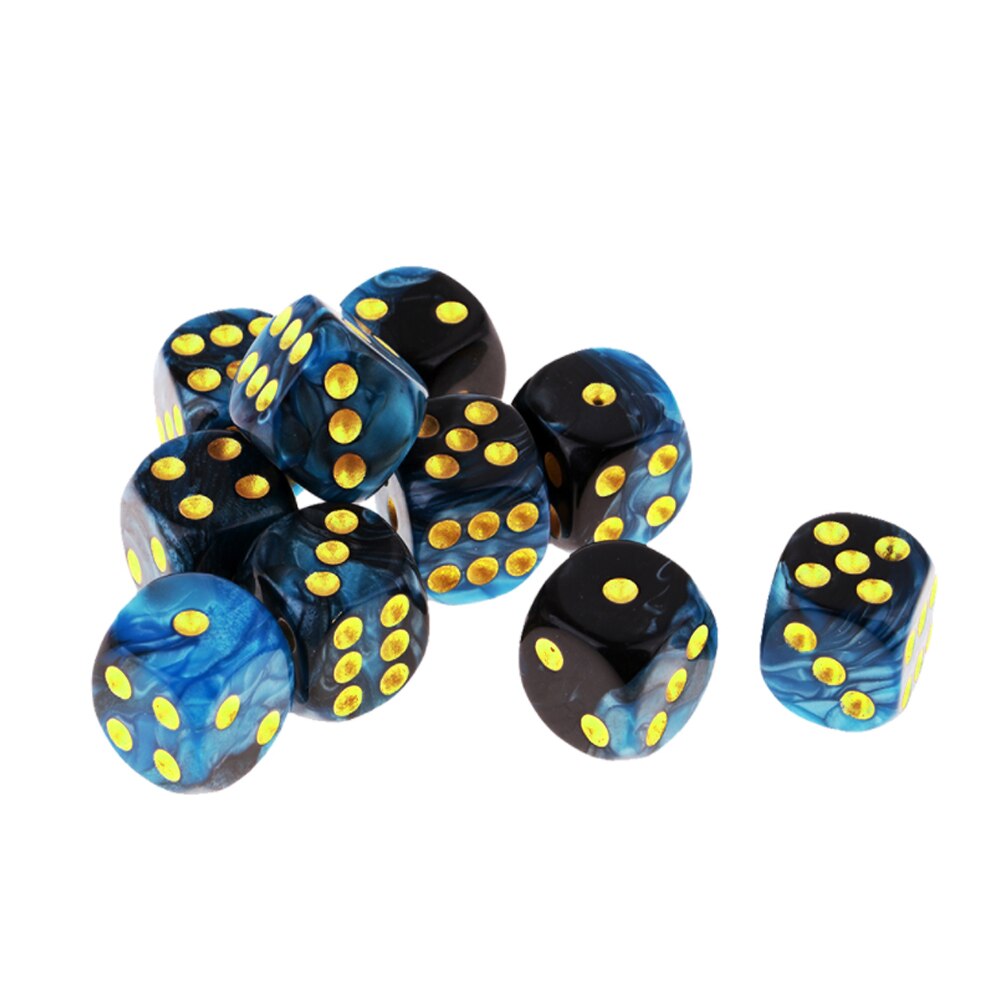 10pcs 16mm dadi angolari rotondi acrilici D6 puntini modellati dadi da gioco bicolore per giocattoli di intrattenimento per feste da Club