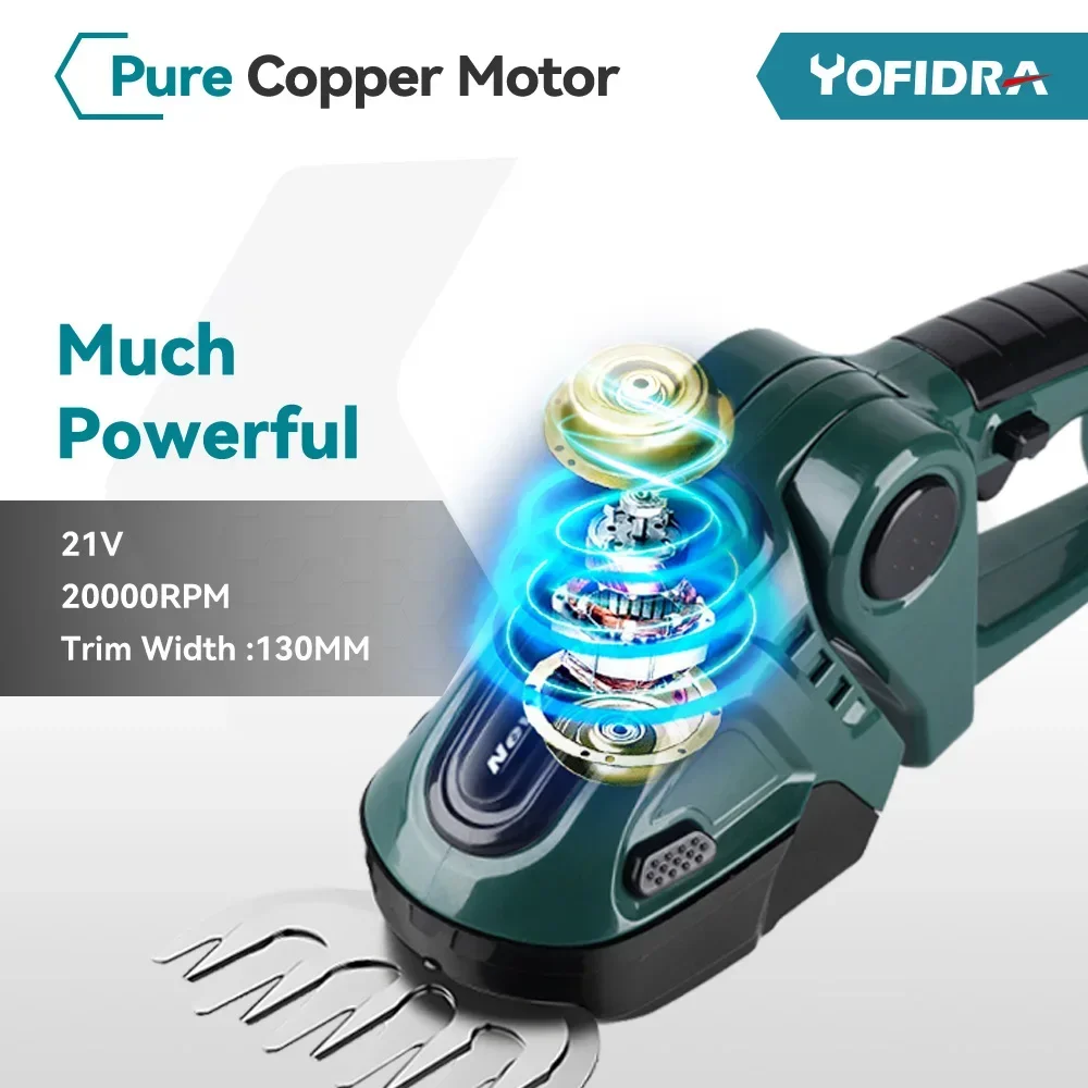 Yofidra 24V 2 en 1 cortasetos eléctrico 20000rpm cortacésped doméstico tijeras de jardín tijeras de césped herramienta eléctrica
