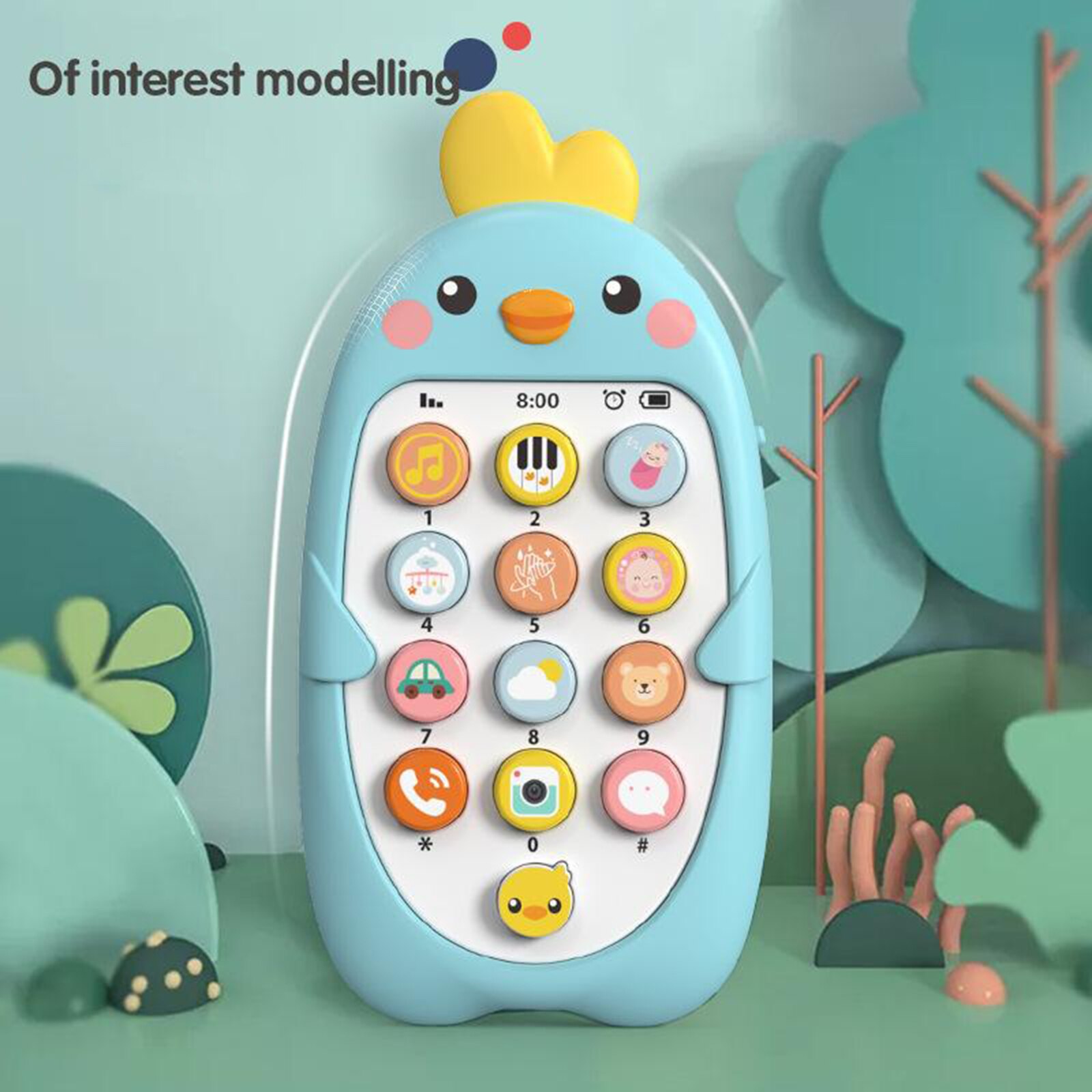 Baby Vroeg Leren Chick Muziek Mobiele Telefoon Speelgoed Voor Kinderen 6 + Maanden: Blue