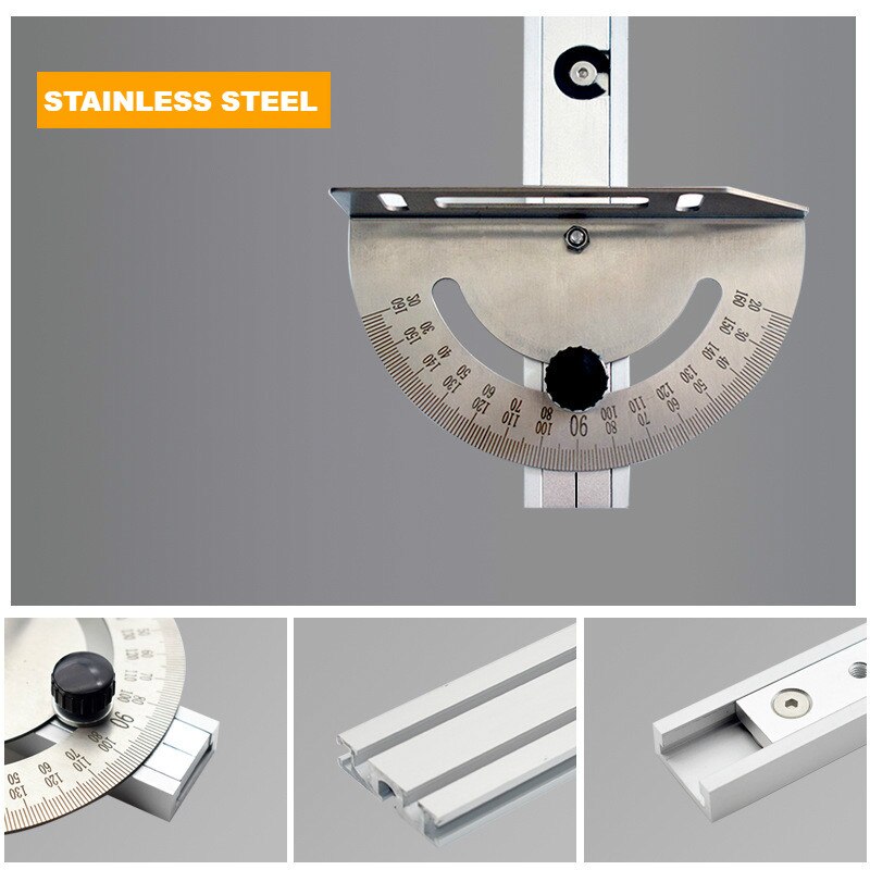 Miter Gauge Fence System Woodworking Tools Push Block with Angle Plate Ruler for Table Saw, Band Saw, Router Table, Jointers