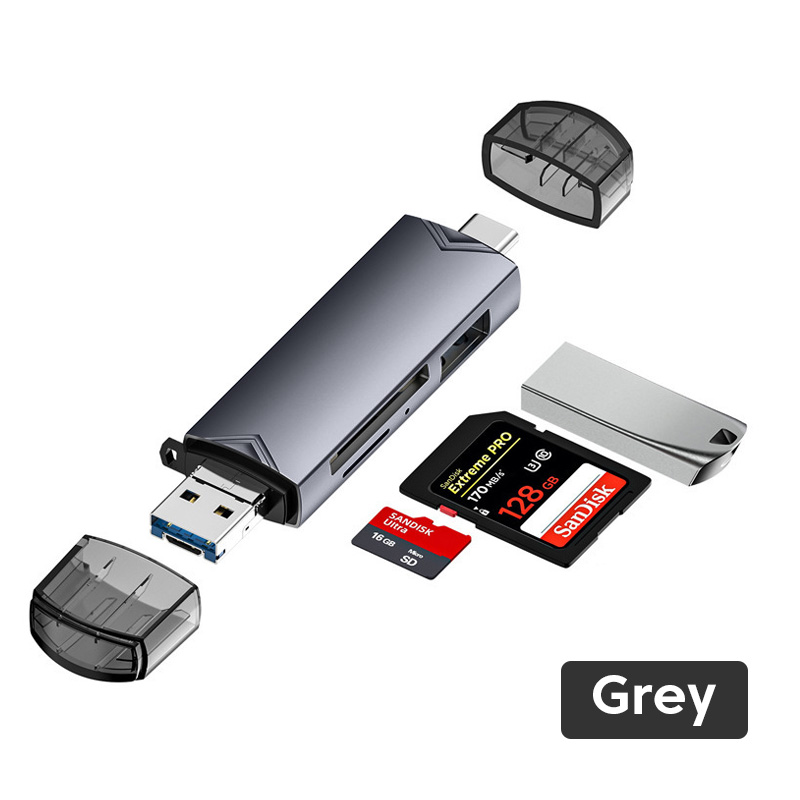 6 In 1 Multifunction Usb 3.0 Card Reader U Disk Type C/Micro Usb/Tf/Sd Flash Drive Memory Card Reading Adapter Phone Accessories: green