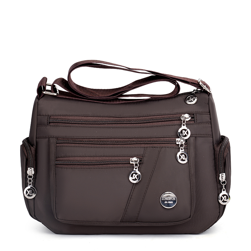 Kvinder skuldertasker vandtætte nylon messenger tasker casual rejse håndtasker kvindelige multilayer crossbody taske bolsos mujer: Rødbrun