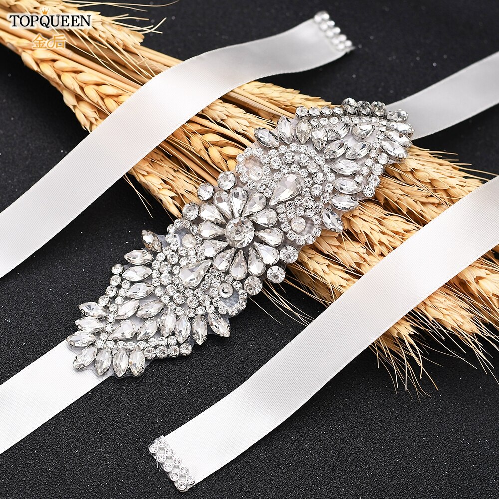 TOPQUEEN S446 Luxury silver rhinestone belt for wedding ladies diamond belts sparkle belt women belt bling stunnng brides belt
