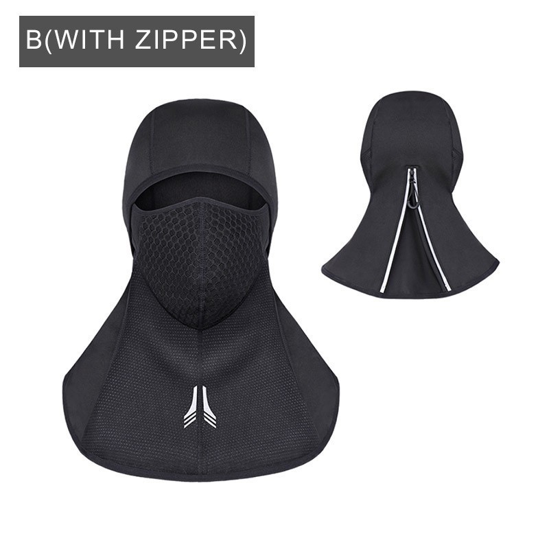 WHEEL UP Cycling Face Mask Cap Ski Bike Thermal Fleece Balaclava Winter Bicycle Face Mask Dustproof hood Skating Hat Headwear: B(WITH ZIPPER)