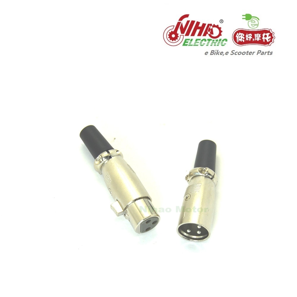 Conector XLR hembra para bicicleta eléctrica, 52 E-BIKE, 3 pines/polos, piezas de Motor NIHAO ZTECH