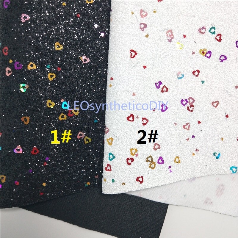 1pc 21 x 29cm glitterstof, glitterleer met hartjes, glitterleervellen voor het maken van strikken leosyntheticodiy  t298c