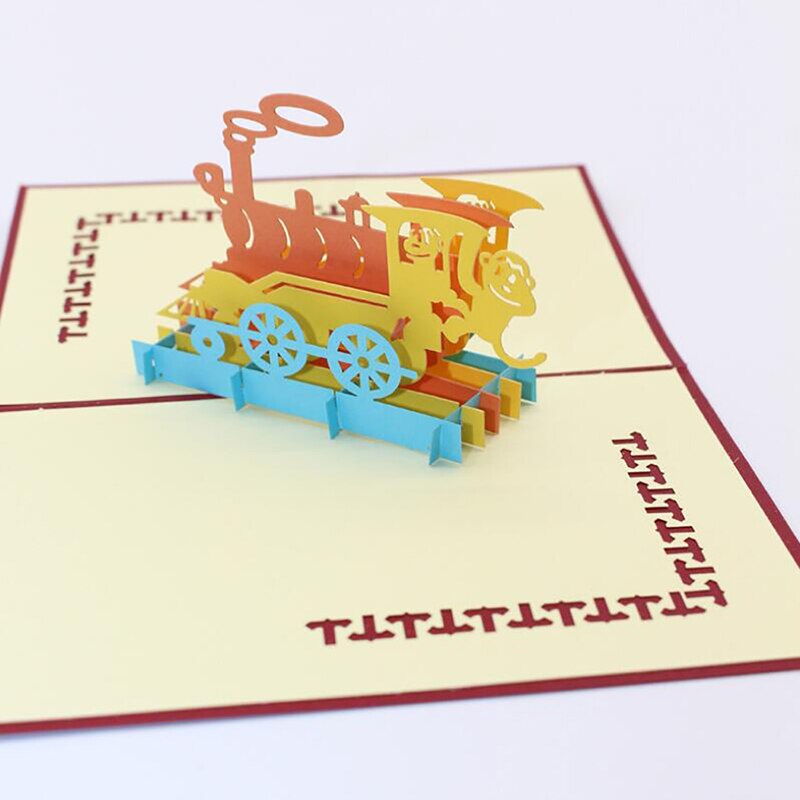 Aap 3d pop-up kaarten verjaardag met envelop sticker geluk trein gesneden uitnodiging dier wenskaart ansichtkaarten doos