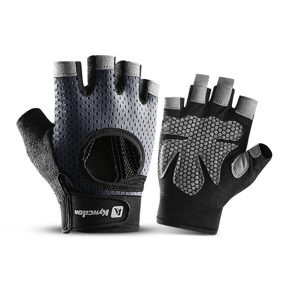 Guantes de medio dedo para gimnasio, Fitness, antideslizantes, con almohadilla de Gel para hombres y mujeres, guantes sin dedos para gimnasio y ciclismo, accesorios para bicicleta: Amarillo claro / S
