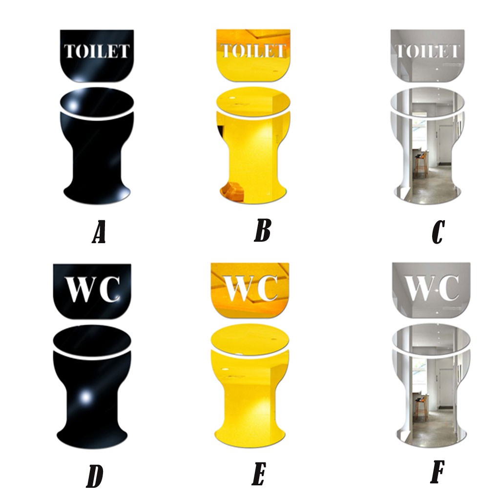 Toilette salle de bain conseils miroir autocollants bricolage personnalité 3D Stickers muraux brillant acrylique Wc toilette porte signe rapide