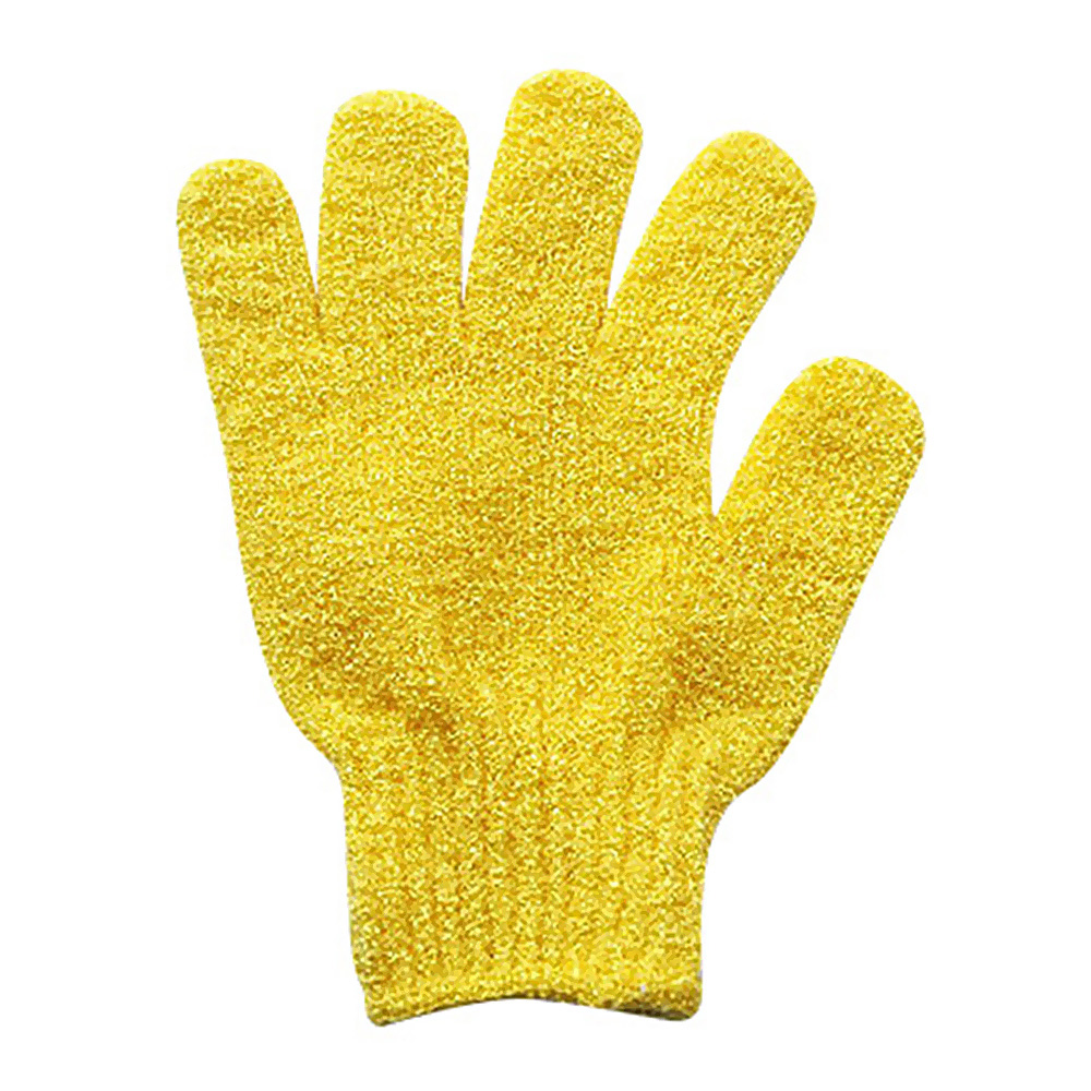 Exfoliating bathing gloves massage spa body scrub bath gloves 1 pair of five fingers soft and durable: Yellow