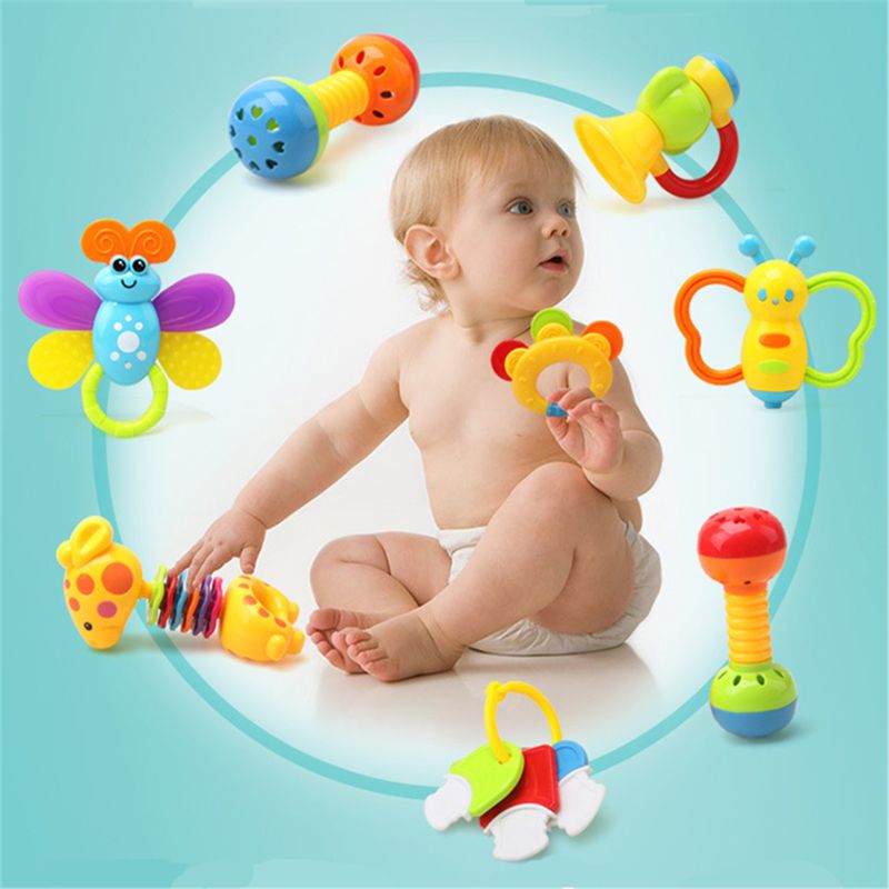 Infant Infant Rassel Zahnen Baby Spielzeug Mit Flasche Lagerung Schütteln Und GRAP Baby Hand Entwicklung Beißringe Spielzeug Set Für Neugeborene