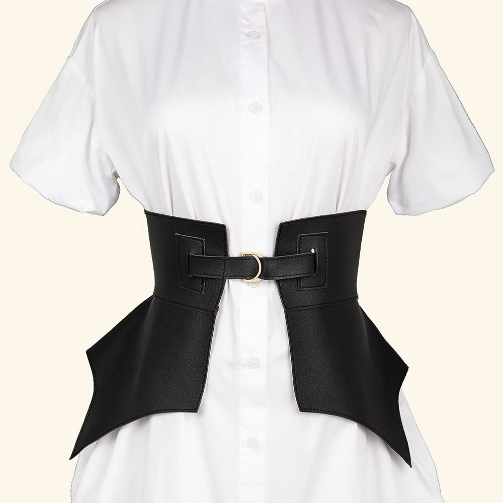Cinturones irregulares de cuero Pu para mujer, falda larga y ancha de estilo Punk, abrigo de vestir, cinturilla elástica, corsé negro y marrón a la , 1 unidad