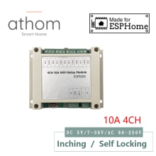 ATHOM ESPHome 4CH WiFi Relay Module Inching Switch Self-locking Entry Access Gate Control DC 5V 12V 7V-30 AC90-250V V