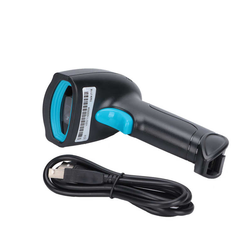 Lector de código de barras 3D, U2-W, S8 QR PDF417, 2,4G, inalámbrico, con cable, escáner de código de barras de mano, soporte USB, teléfono móvil, iPad: Azul