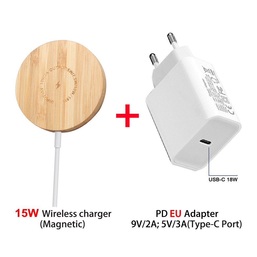 15W Magsafe Fast Magnetic Wireless Charger Stand QI Charging For iPhone 12 Pro 12 Mini 12 Pro Max 12 Fast 20W EU UK Plug Charger: 15W and EU adapter