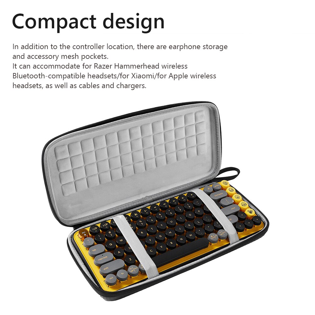 Hard Keyboard Storage Carrying Case Waterproof EVA Protective Pouch Case for Logitech POP Keyboard Premium Wireless Keyboard