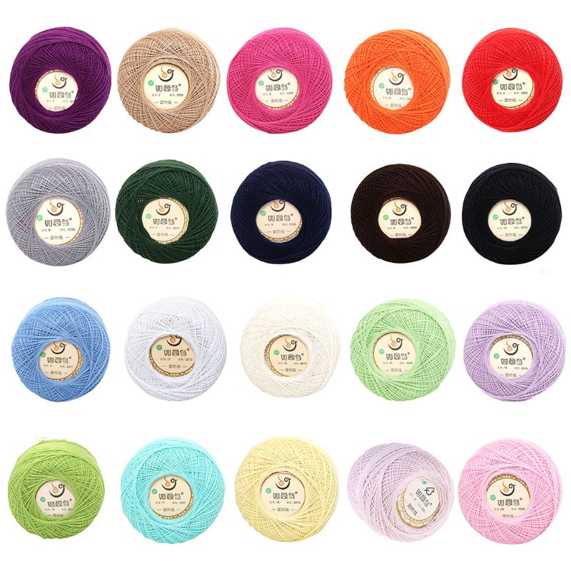 50g Thin DIY Cotton Lace Yarn Candy Color Crochet Hand-Woven Silk Light Thread