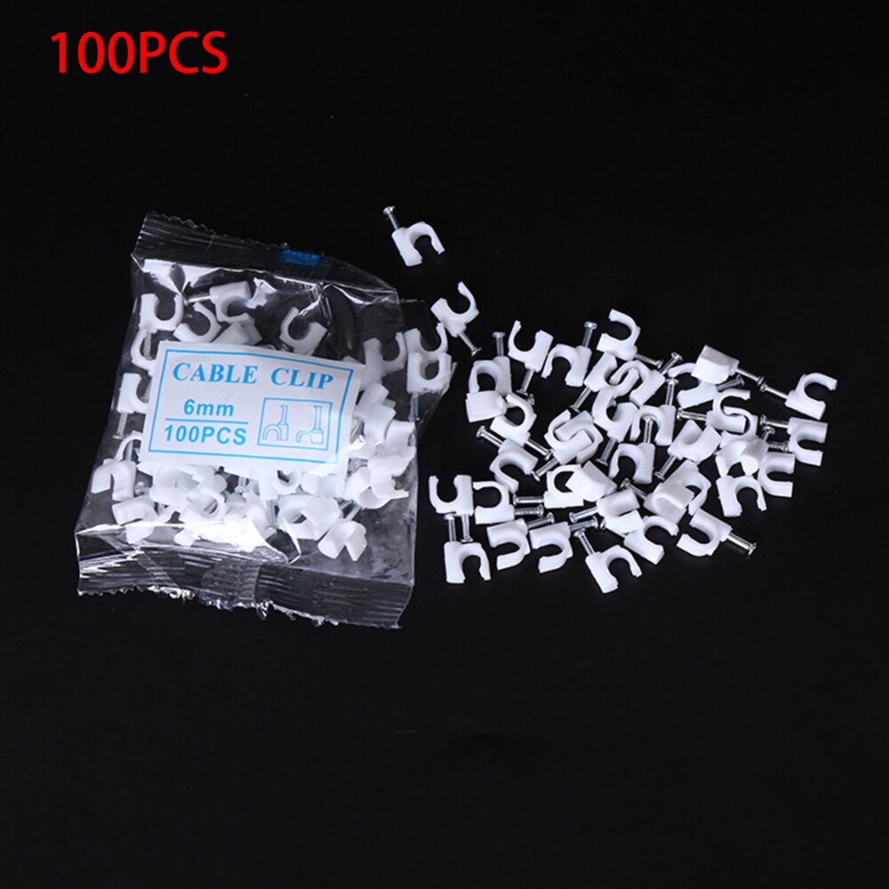 100 Pcs 4mm To 25mm Cable Steel Nail Line Card Card Wire Line Circular Cable Clips Trough Wire Fixing White Wire Retainer
