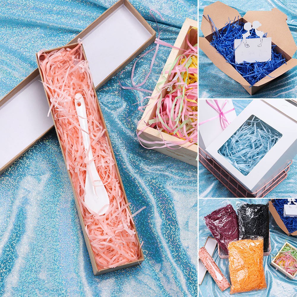 Confettis en papier raphia de 100g, pour boîte, remplissage de fête, accessoires d'emballage, fournitures artisanales de bricolage