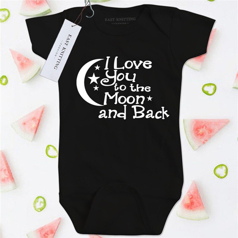 Zomer Baby Bodysuit Jongens Meisjes Kleding I Love U De Maan Zwart Pasgeboren Speelpakjes Leuke Outfits Bodysuits 0- 24 Plus Size 3XL