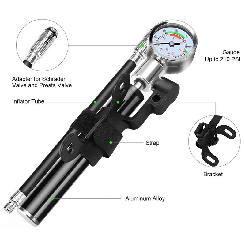 High-pressure Bicycle Pump Mountain Bike Motorcycle Basketball Multifunctional Beauty French Mouth Pump Bicycle Accessories
