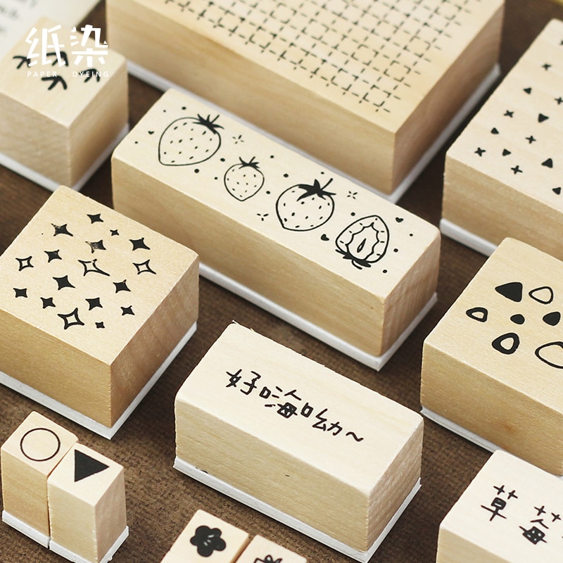 1 Set Basic shapes Dots Triangle stamp DIY wooden rubber stamps for scrapbooking stationery scrapbooking standard stamp