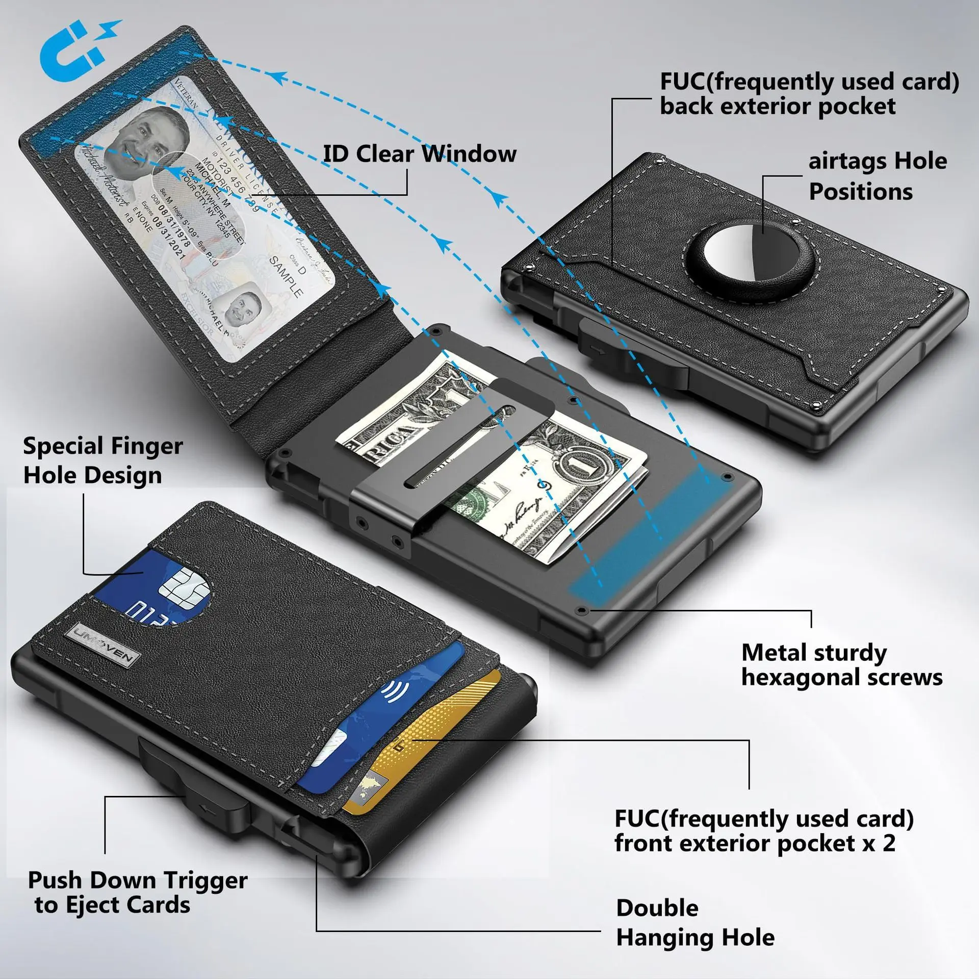 Rfid Anti-Diefstal Swipe Metalen Kaartdoos En Kaarttas Heren Portemonnee Geïntegreerde Magnetische Kaarthouder Heren High-End Anti-Diefstal Portemonnee