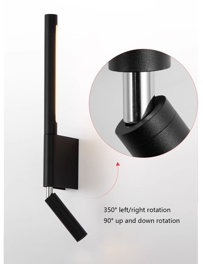 Lámpara Led nórdica para mesita de noche, candelabro de pared minimalista escandinavo para Hotel, sala de estudio, lámpara de lectura, luces giratorias montadas en la pared, blanco