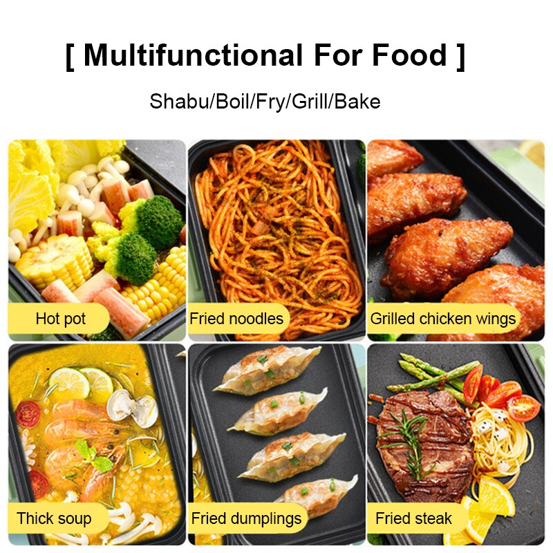 Multifunction Electric Cooker Hotpot Barbecue Grill Griddle Egg Omelette Frying Pan Stove Crepe Oven Pancake Pie Baking Roaster