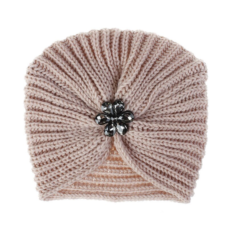 Vinter turban kasket til kvinder boheme style uld strik hijab motorhjelm blomst boremaskine muslim hovedbeklædning indre hijab kasketter: 3