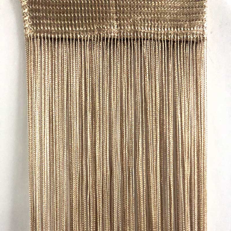 Cortinas de red de gasa de cuerda, paneles de cortina de ventana de 200cm, barra superior, ranura única, gran , 1 ud.: Champagne