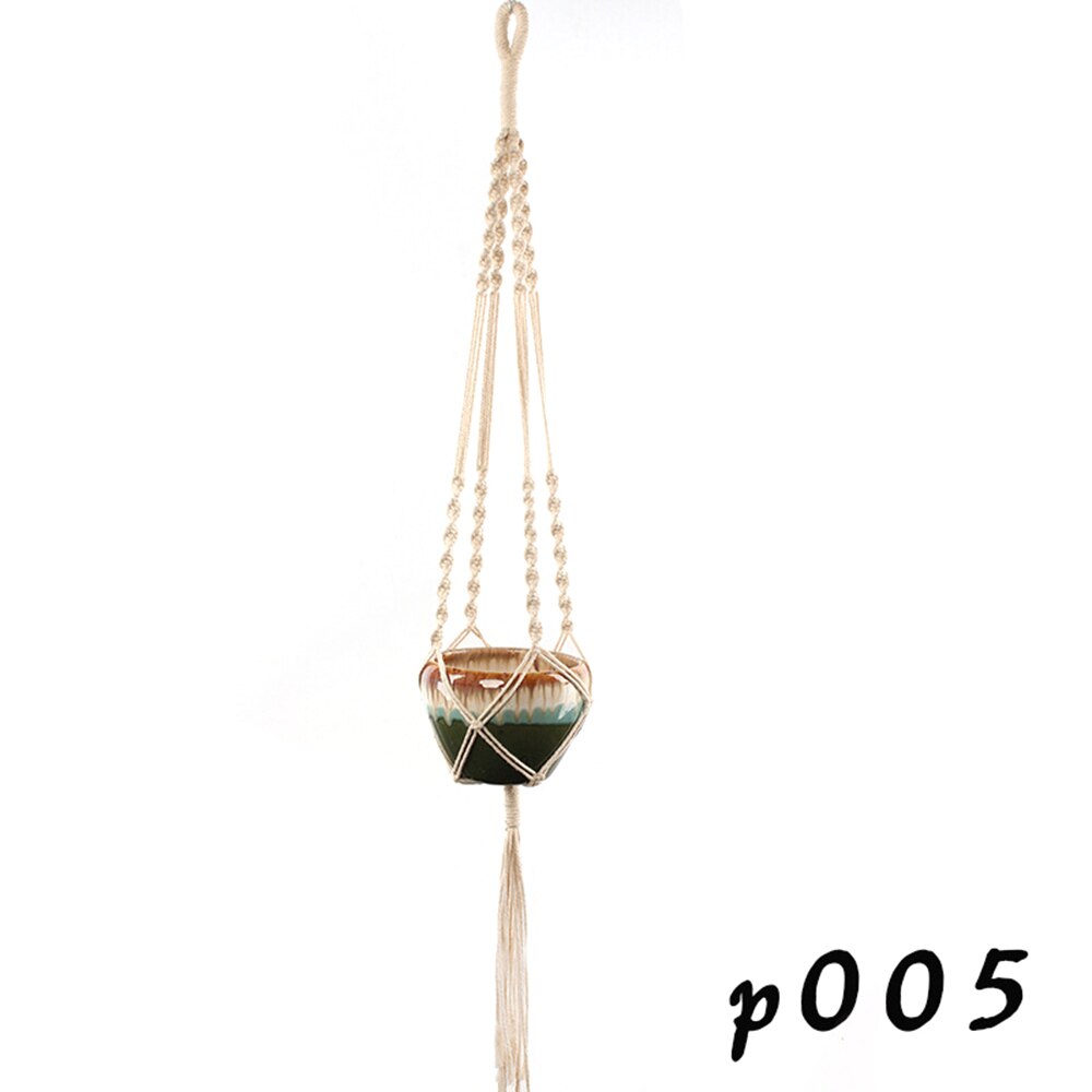 Macrame Katoen Handgemaakte Touw Opknoping Netto Opknoping Mand Vaas Bloem Plant Haak Sling Haak Land Yard Tuin Wanddecoratie: P005