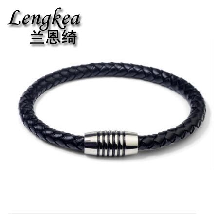 Homme bracelets, cuir corde bracelets pour hommes, acier inoxydable boucle, longueur: 18/19/20/21 cm, bref cuir garçons bracelets
