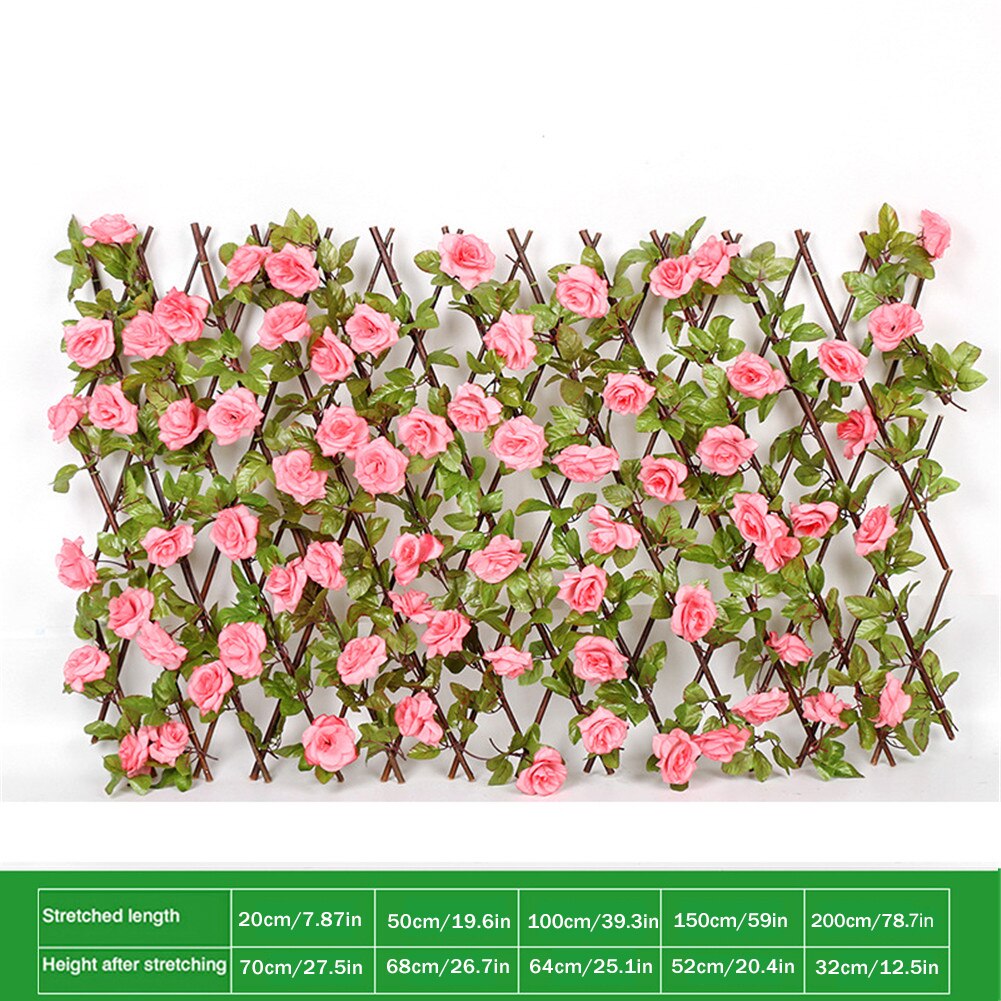 Garden Fence Willow Wooden Hedge With Artificial Flower Leaves Garden Decoration Screening Expanding Trellis Privacy Screen: B