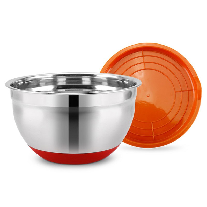 Tazón de acero inoxidable con cubierta de sellado sin magnético, olla inferior de silicona para ensalada, utensilios de cocina para hornear huevos, GQ