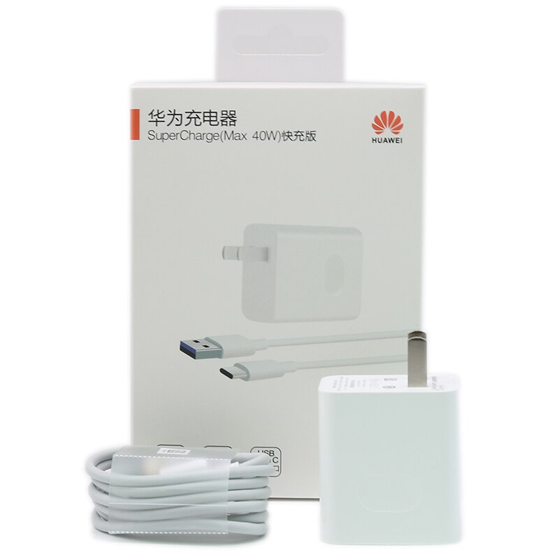 Huawei Supercharge Fast Charger Max 40W 10V/4A With 5A Cable For Huawei P30 P40 Nova 5 5t 7 Pro Mate 30 20 Pro Magic 2 Honor V30: US 1m cable set box