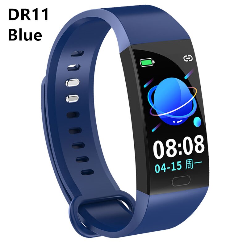 Smart Bracelet Waterproof Sport Health Smart Band Heart Rate Monitor Blood Pressure Fitness Tracker Watch PK Mi Band 3 4: DR11 Blue