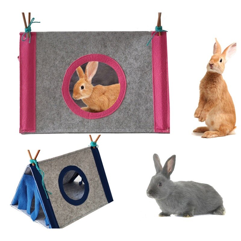 Tente en feutre pour animal domestique, nid de lapin, maison cachée, Cage à Hamster, grande Cage à cochon d&#39;inde, accessoires pour lit pour animal de compagnie Chinchilla