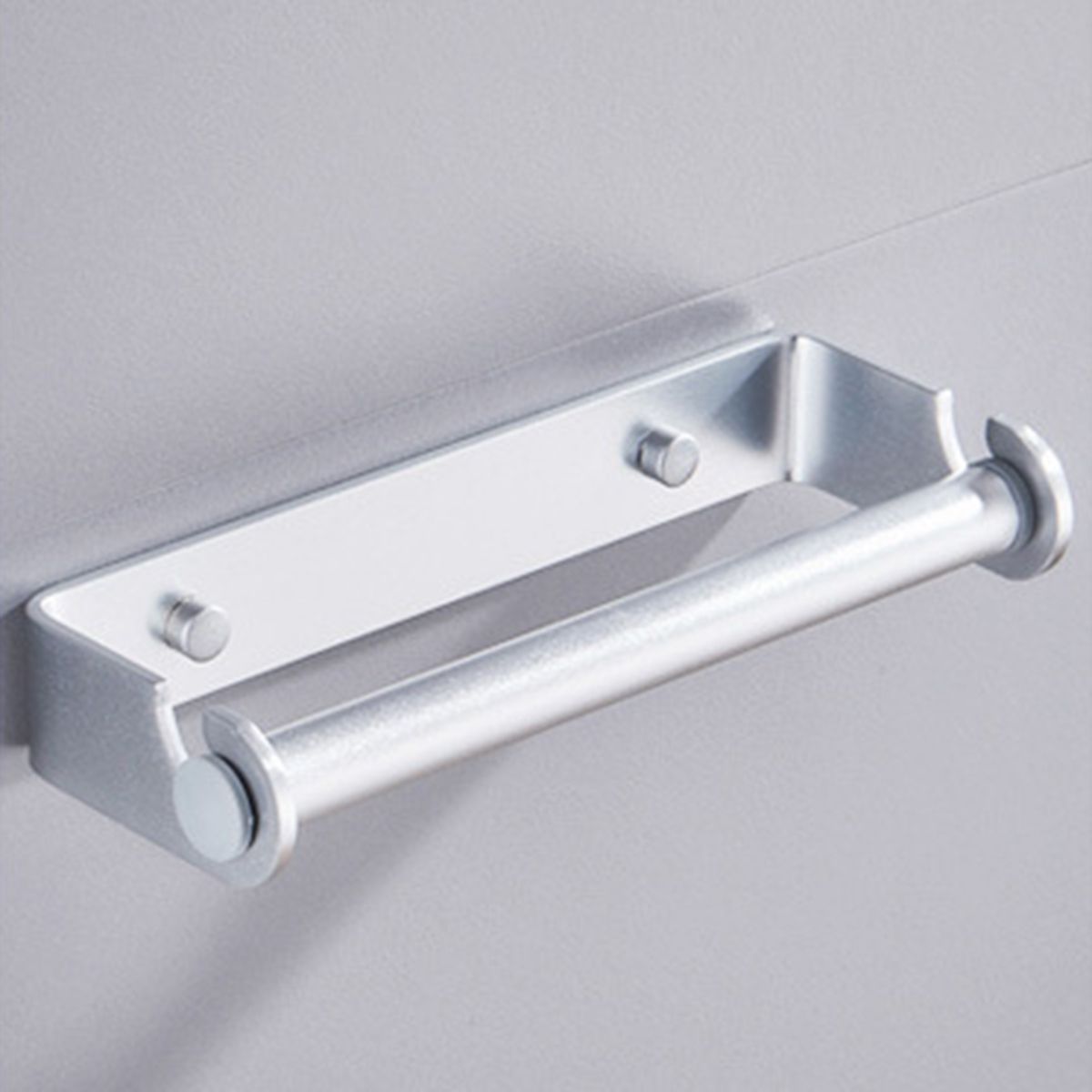 Space Aluminum Kitchen Paper Holder Under Cabinet Wall Mount Hanging Roll Rack Multi-use Bathroom Towel Rack Toilet Paper Holder: silver dual use