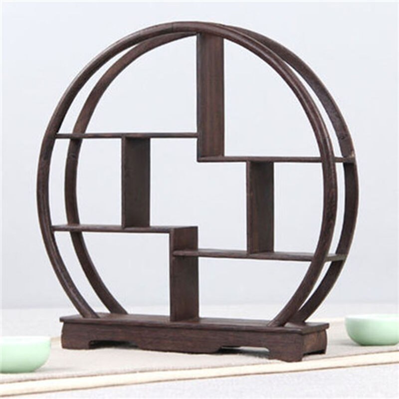 Mf0176--  ji chi trä stativ /hylla för snusar eller netsuke eller curios antik displayram: 30 x 29 x 5 cm