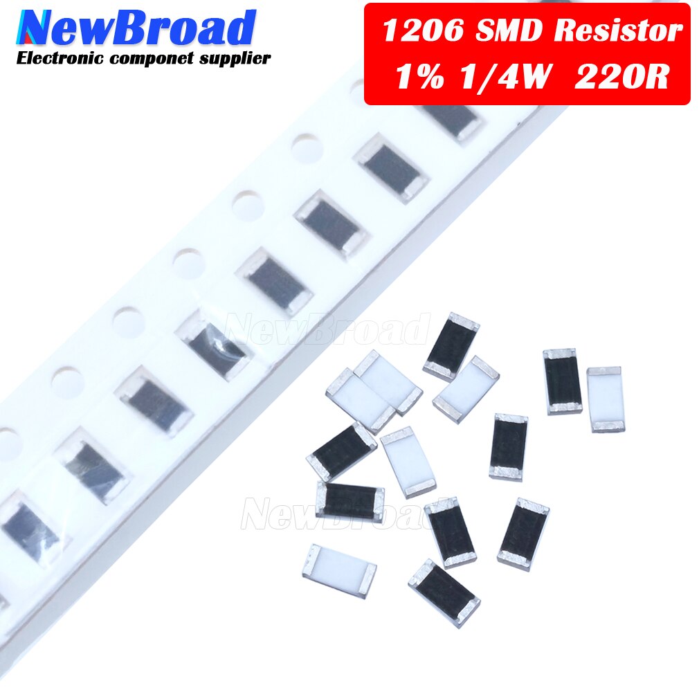100PCS 1206 SMD Resistor 1% 220 ohm chip resistor 0.25W 1/4W 220R 221