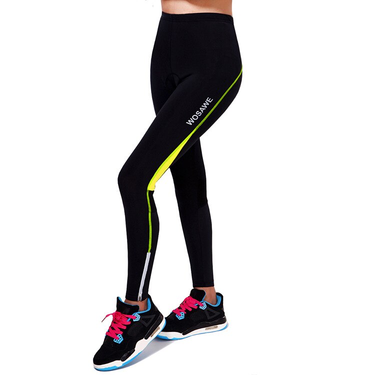 WOSAWE Cycling Pants Sportswear Women's Bike Trousers Bicycle Riding Clothing Padded Spring Female Pants Green Red: Green   / XL