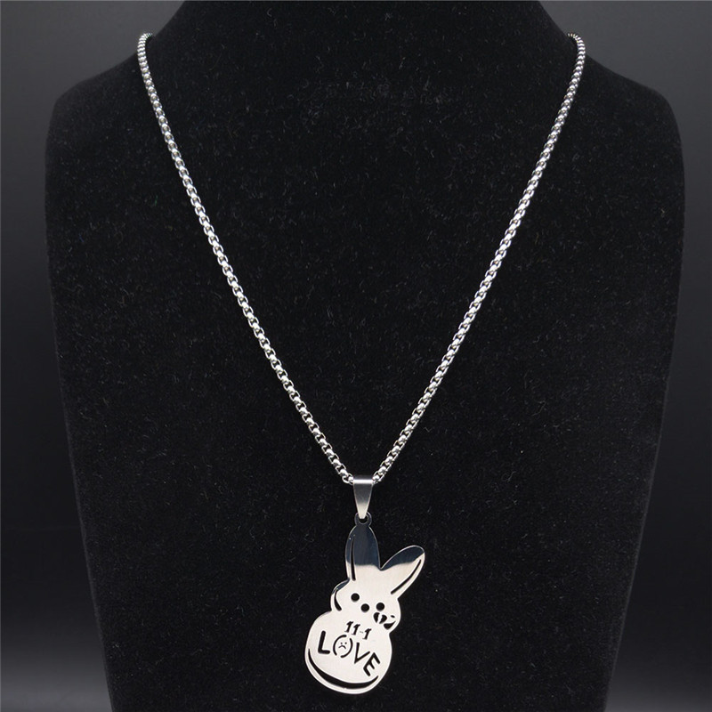 Kpop Lil Peep Rabbit Sad for Love Couple Pendant Necklace for Women Men Stainless Steel Music R.I.P Chain Jewelry Collar Fans