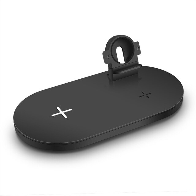 15W 3 in 1 Wireless Charger Dock Station For iPhone 12 11 XS XR X 8 AirPods Pro iWatch Apple Watch 6 SE 5 4 3 Qi Charging Stand: Pad Black