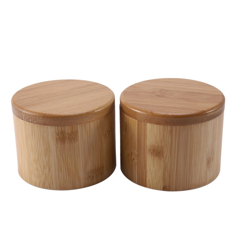 2Pcs Storage Boxes Salt Box Wooden Bamboo Storage Box With Magnetic Swivel Lid Container For Kitchen Storage Containers For Food: Default Title