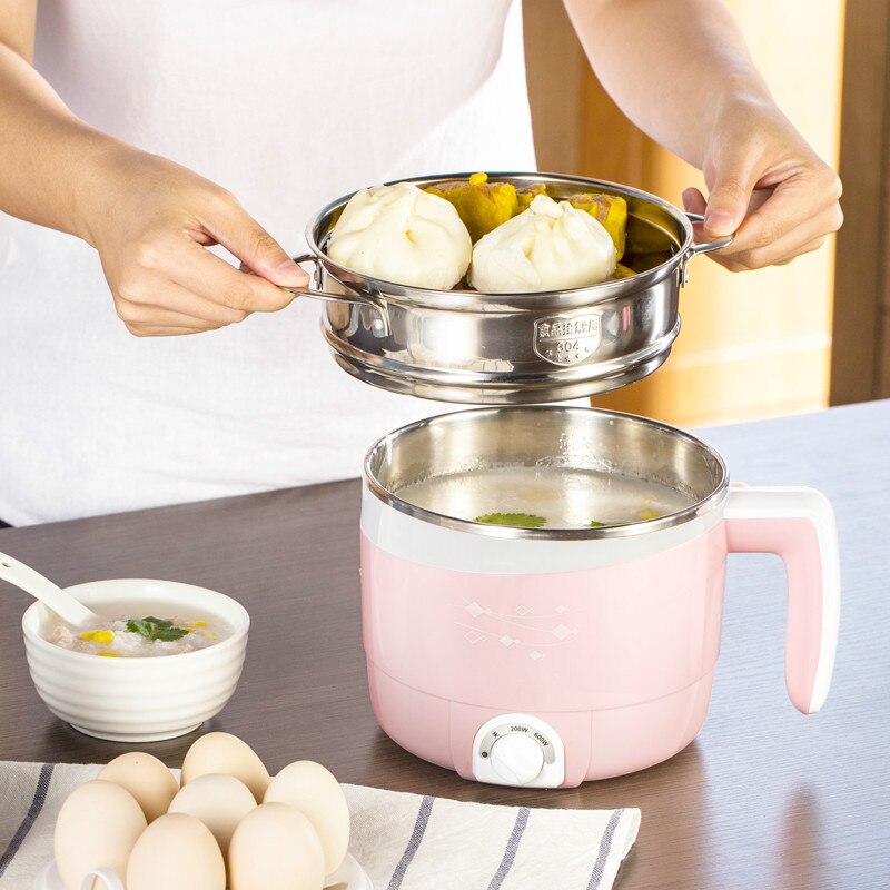 Mini olla eléctrica multifunción, 220V, 200 L, Rosa/verde, 600/304 w, acero inoxidable