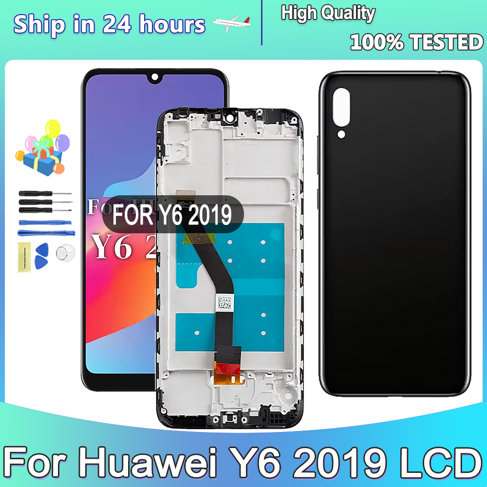 Pantalla LCD de 6,09 pulgadas para Huawei Y6 /Y6 pro MRD-LX1F reemplazo de la pantalla táctil con marco para Honor 8A JAT-LX1/LX3 LCD
